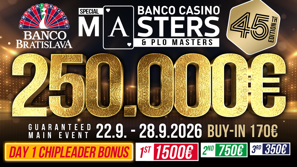 Banco Casino Masters 250,000€ GTD for only 170€ in the end of september!