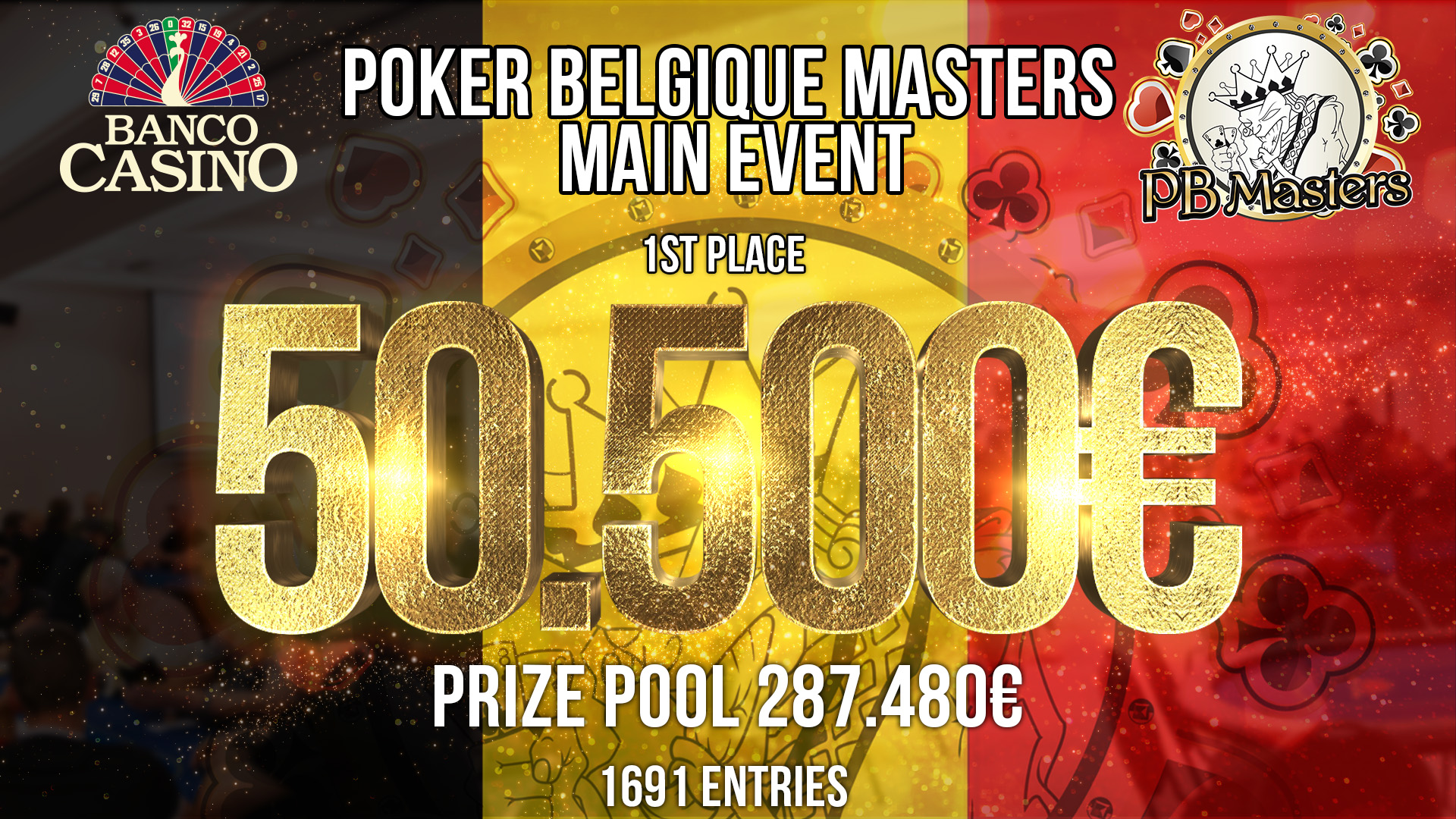 Poker Belgique Masters so 1.691 entries vytvoril prizepool 287.470€ a na šampióna čaká 50.500€!